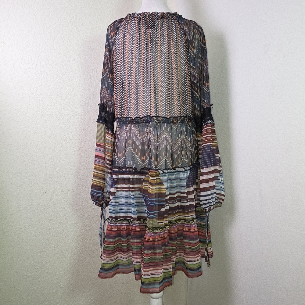 Desigual Multicolor Boho Patchwork Tiered Sheer D… - image 5